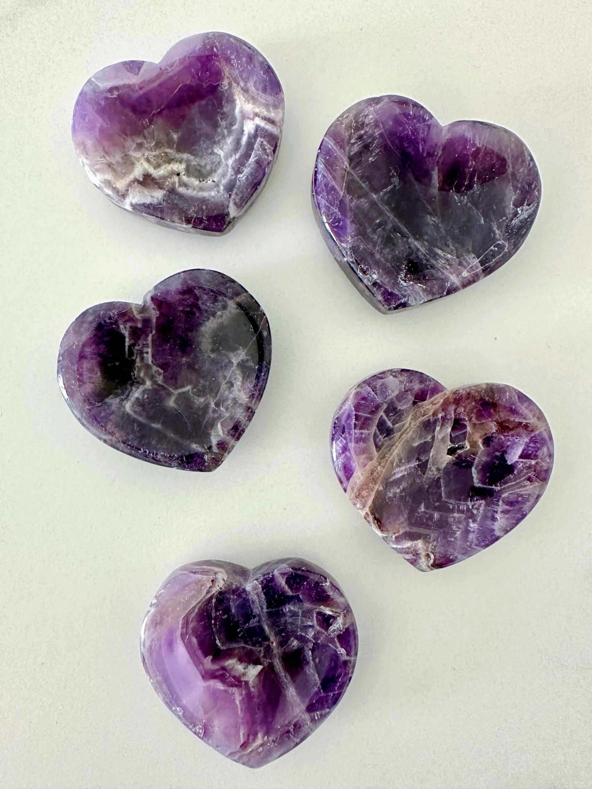 Mini Chevron Amethyst Heart Trinket Dish - Dream Amethyst Crystal Bowl