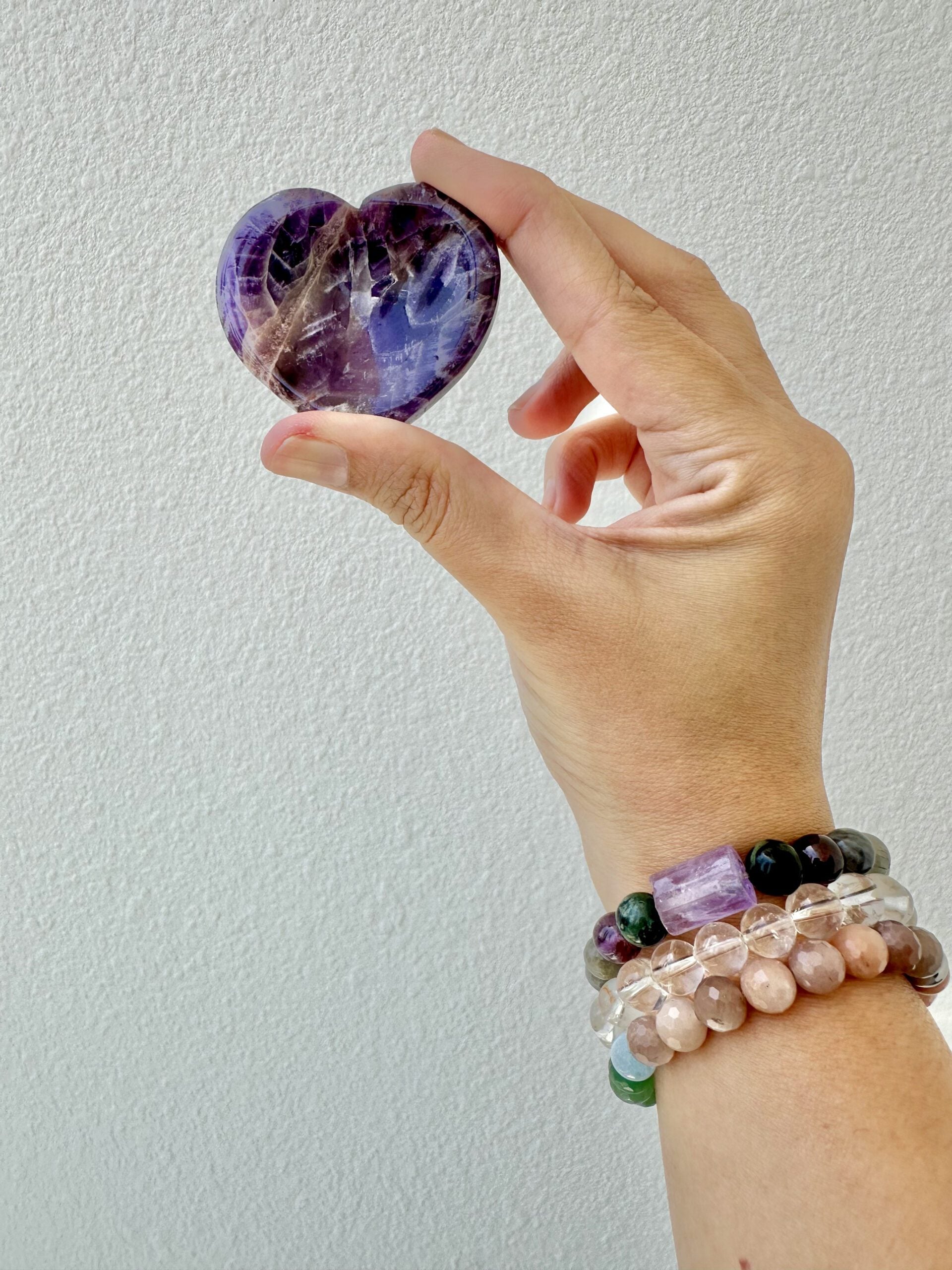 Mini Chevron Amethyst Heart Trinket Dish - Dream Amethyst Crystal Bowl
