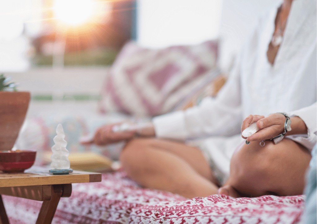 lady holding selenite